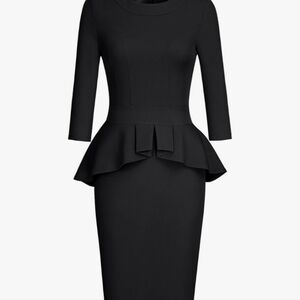 MUXXN Women's Crew Neck Peplum Knee Length Party Pencil Dress